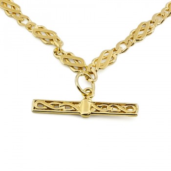 9ct gold 8.6g 18 inch T.bar Pendant and Chain